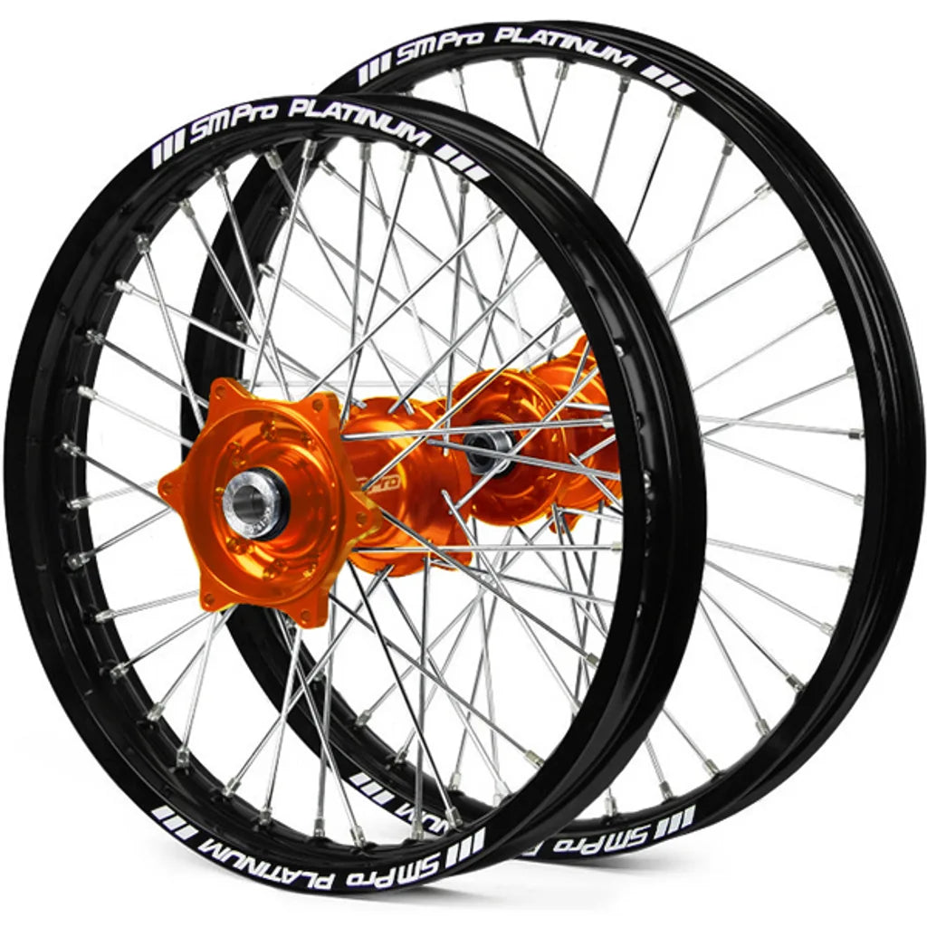 SM Pro Platinum Motocross Wheel Set - KTM Orange Black Silver