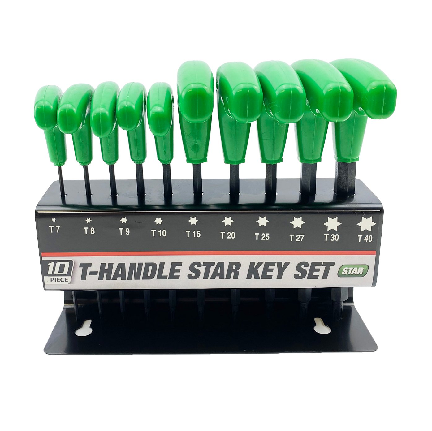 FIR Torx Star Hex Keys T-handle Set of 10, T7 T8 T9 T10 T15 T20 T25 T27 T30 T40