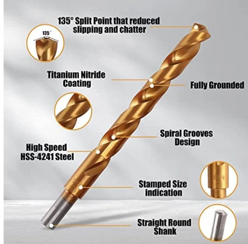 Dirt Racing Titanium Twist Drill Bit Set 3.0-12mm 7pcs