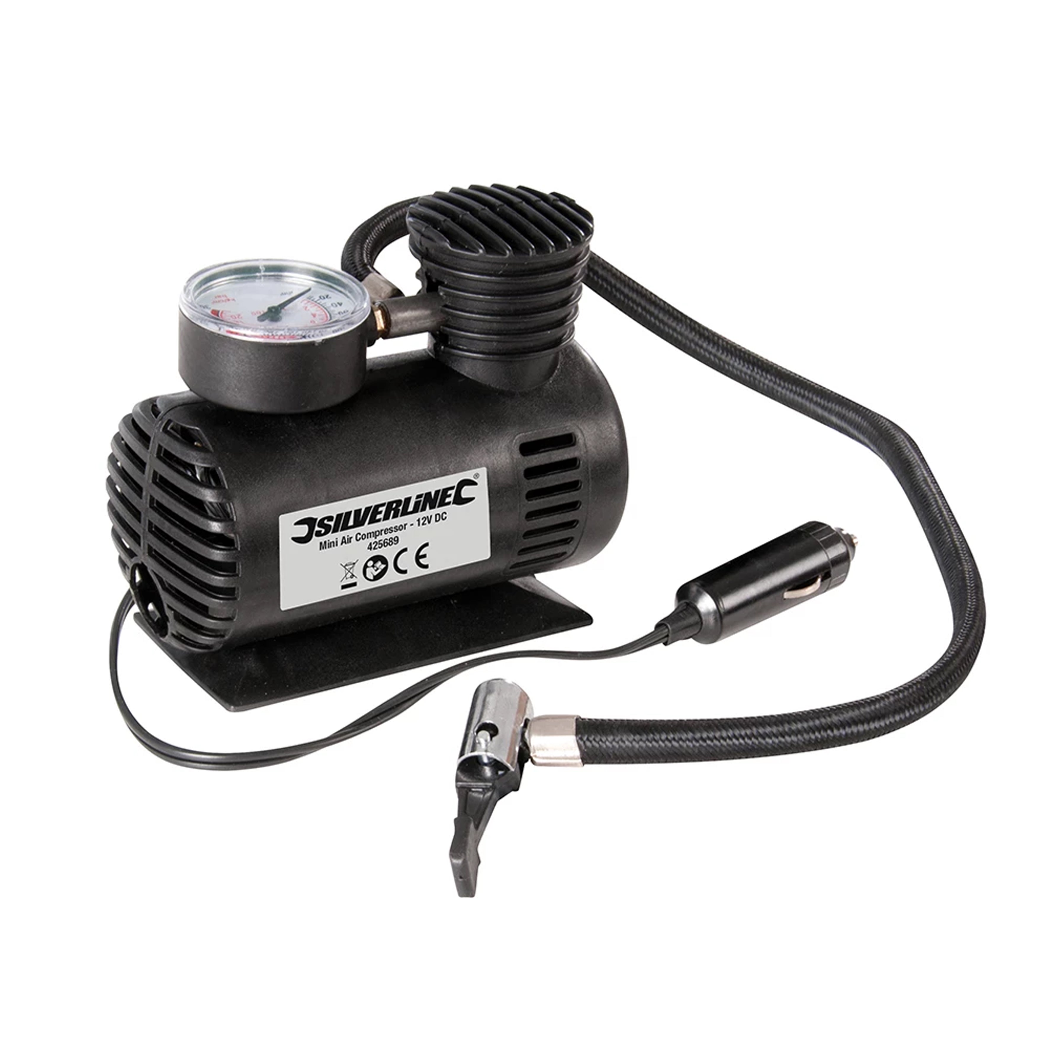 Toolstream Silverline Mini Air Compressor 12v Dc, 425689 Ideal for Cars Bikes & Inflatables