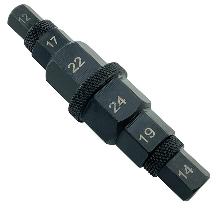 FIR Hexagon Axle Spindle Driver Removal Tool 12, 14, 17, 19, 22, 24mm. 3/8 Drive
