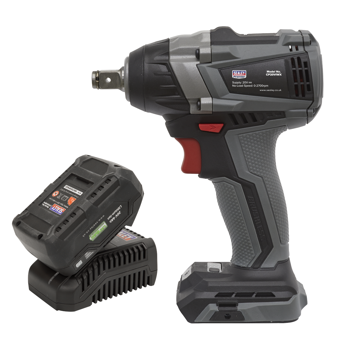 SEALEY 20v 1/2 Impact Driver Ratchet Gun Kit, 4ah Lithium Battery, Brushless 350nm SV20