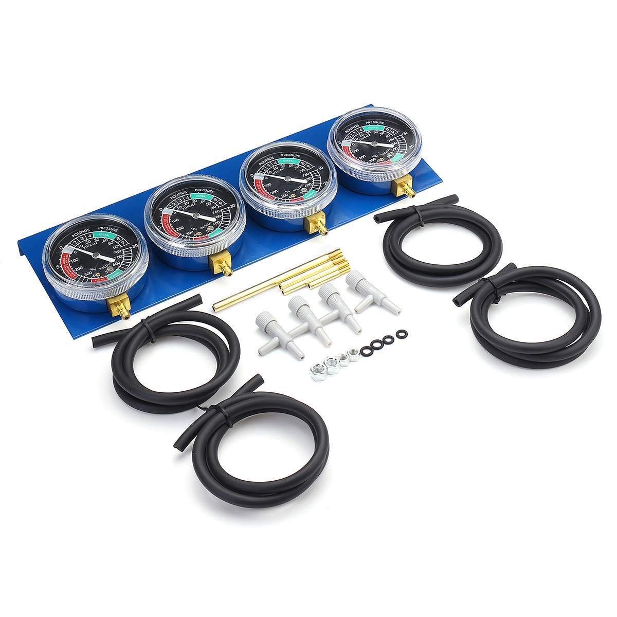 Dirt Racing 4 Pcs Motorcycle Carburetor Vacuum Gauges, Balancer Synchronizer Tool & Hose Kit