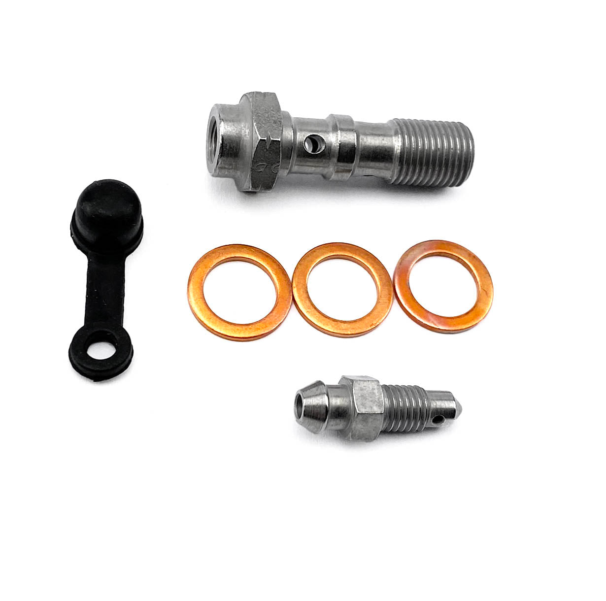 FIR Twin Banjo Bolt M10x1.00 S Steel, Banjo Bolt with Bleed Nipple, / 993-31bnz1