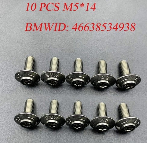FIR Bmw Stainless Steel Shell Screws Bolts M5x14 (pack of 10) 46638534938