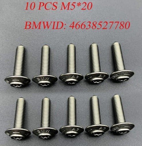 FIR Bmw Stainless Steel Shell Screws Bolts M5x20 (pack of 10) 46638527780