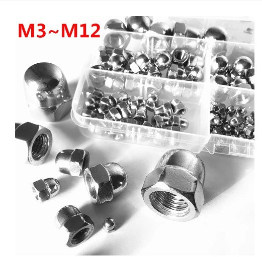 Dirt Racing 52pcs Dome Cap Nut 304 Stainless Steel Set M3 M4 M5 M6 M8 M10 M12