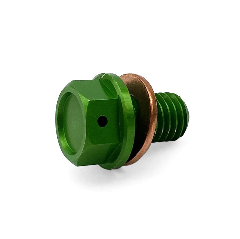 FIR Magnetic Oil Drain Plug M10x1.50, KX 65 85 125 250 KXF 250 450, Green 92066-1437