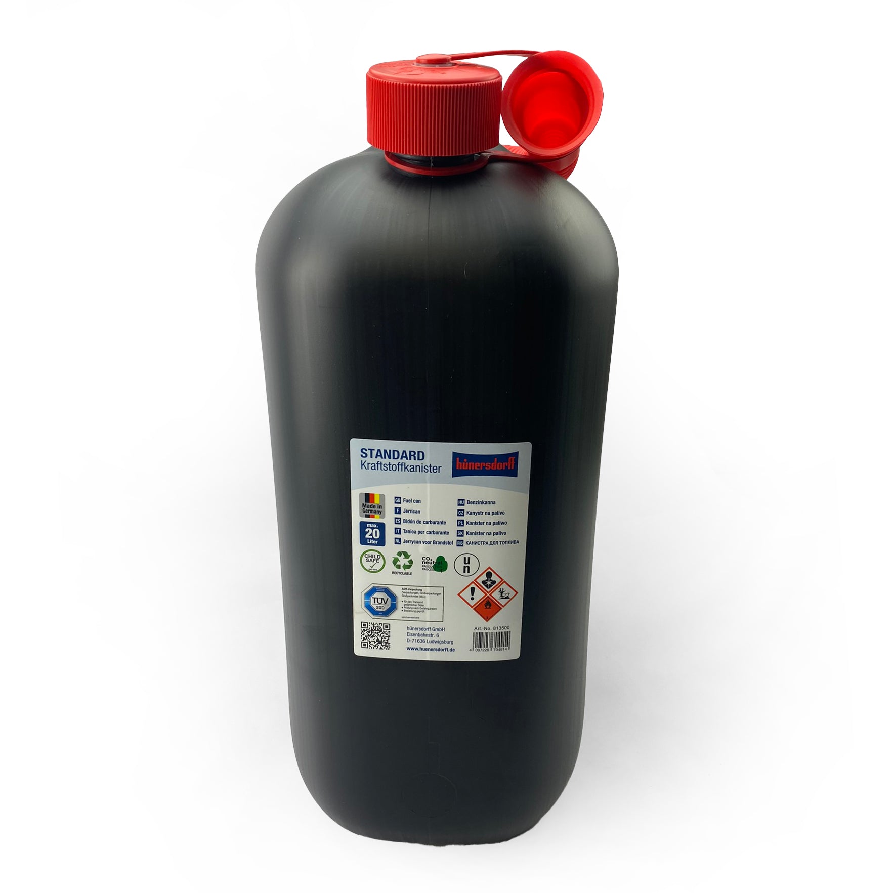 Tag-z 20lt Plastic Fuel Can Autostop HUN20L-black Jerry Can