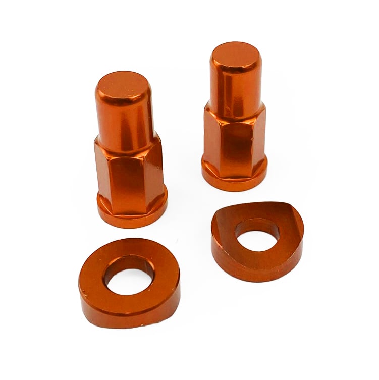 FIR Rim Lock Nut with Spacer Washer Kit - Orange Aluminium