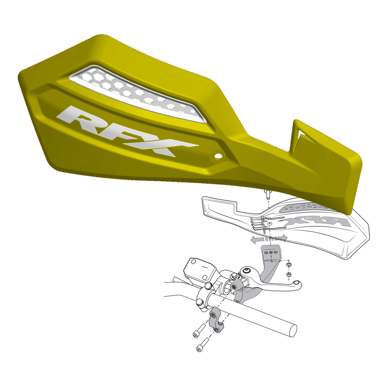 RFX Race Handguard Inc Fitting Kit  Yellow