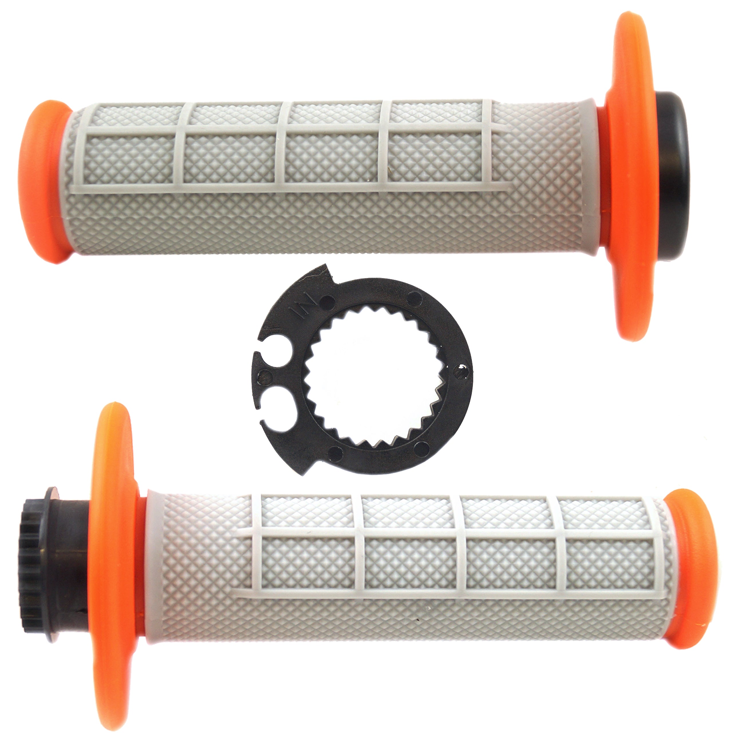 FIR Lock on Grip Set 03-15 KTM Husq, Half Waffle Soft Grey/orange, Odi Style, Fir -