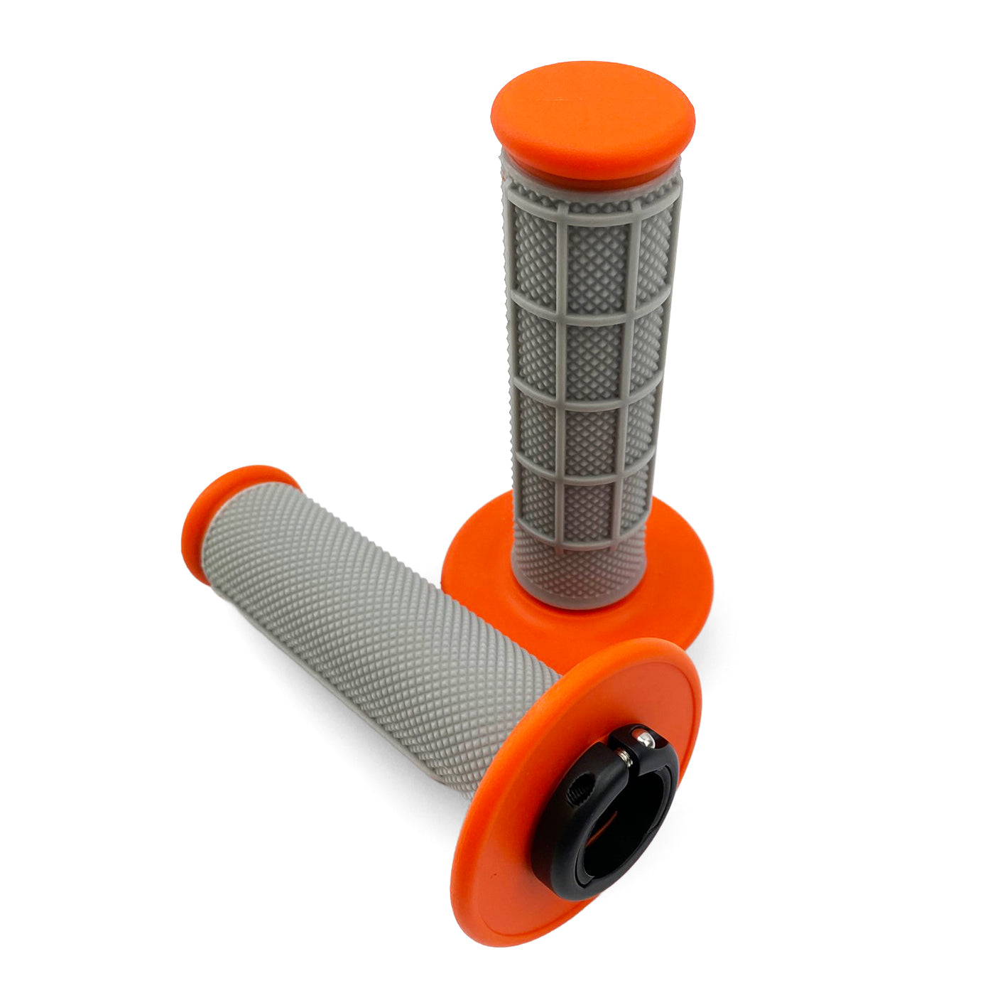 FIR Lock on Grip Set 17-22 KTM Husq 2-stroke, Half Waffle Soft Grey/orange, Odi Style, Fir -