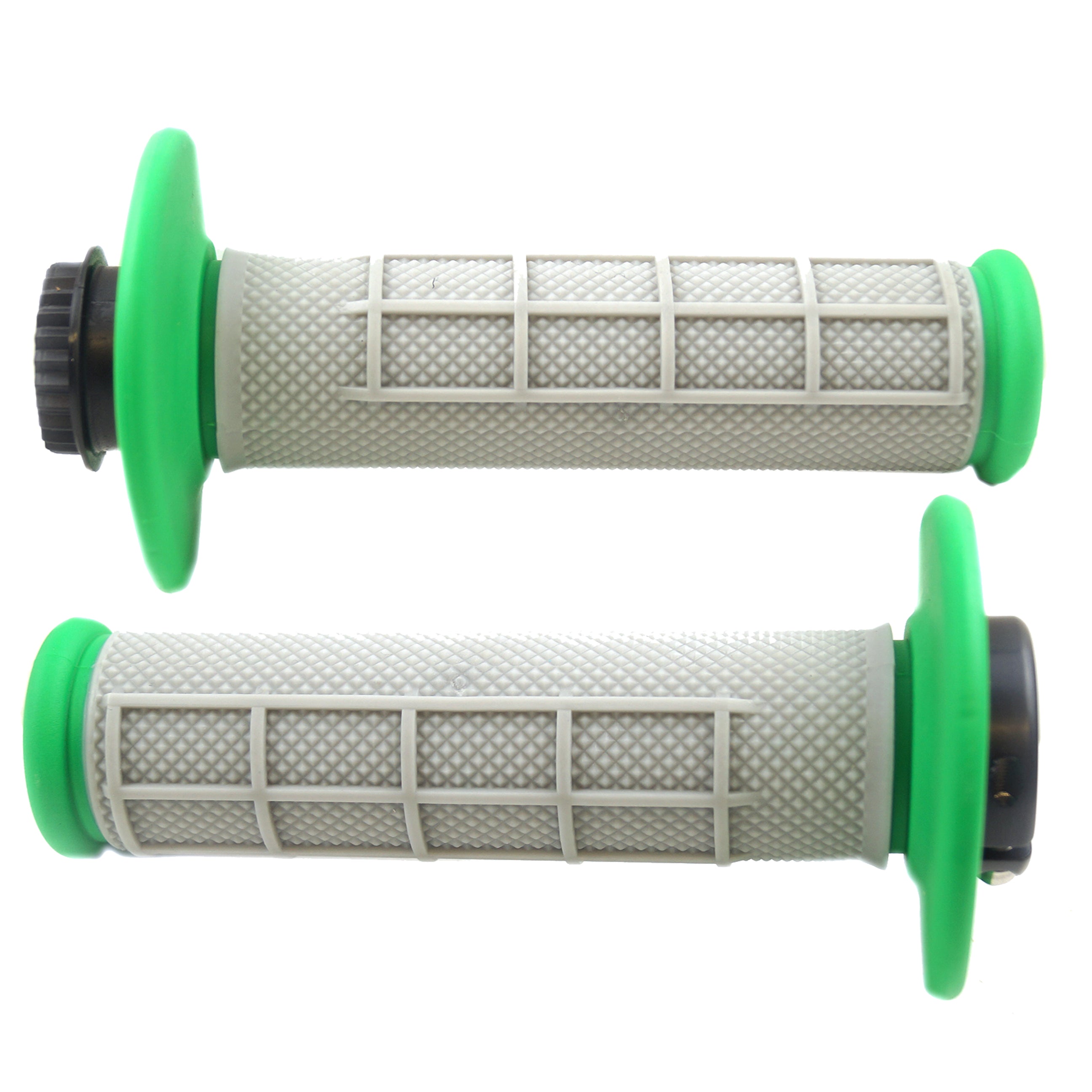 FIR Lock on Grip Set 98-19 Kawasaki, Half Waffle Soft Grey/green, Odi Style, Fir -