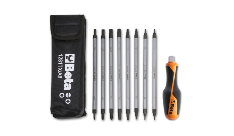 Beta Tools 8 Reversible Screwdrivers 1 Accessory in Case - Beta Tools 1281BG-TX/A8