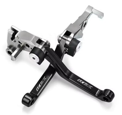 FIR  Flexi Foldable Pivot Clutch Brake Lever Kawasaki KLX150 230 250 46092-0044 Black / Silver