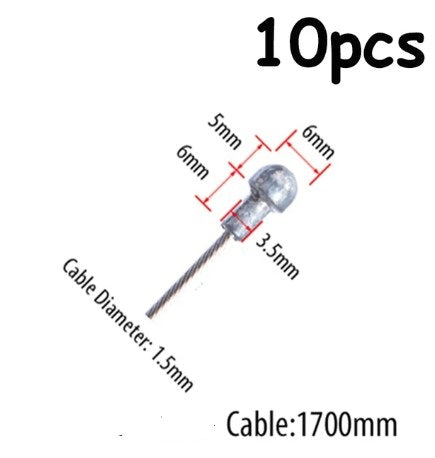 Dirt Racing 10pc 1.5mm Wire 1700mm Long Cable with 6mm Head Pear Nipple Universal