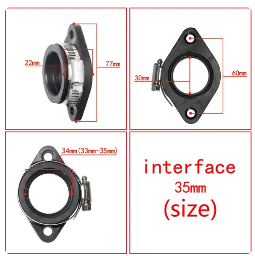 Dirt Racing Flange 34 36mm X 60mm C-to-c Holes Carburetor Rubber Manifold Pwk