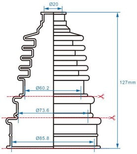Bronco Cv Boot Kituniversal 86/74/60 X 20 X 127mm Bronco at-08511, Can Am Polaris Yamaha