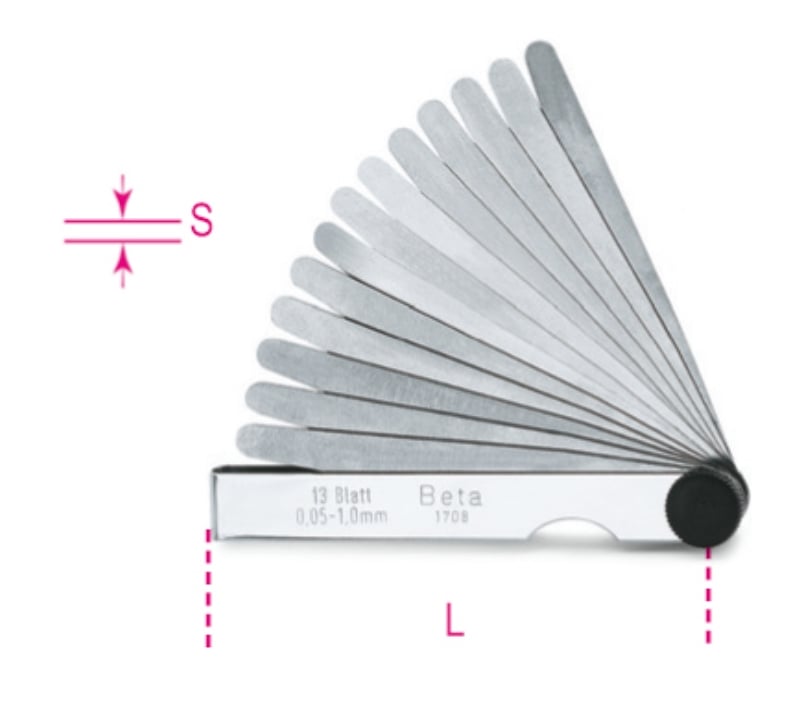 Metric Feeler Gauges with Steel Blades 0.05-1.0mm - Beta Tools 1708/13