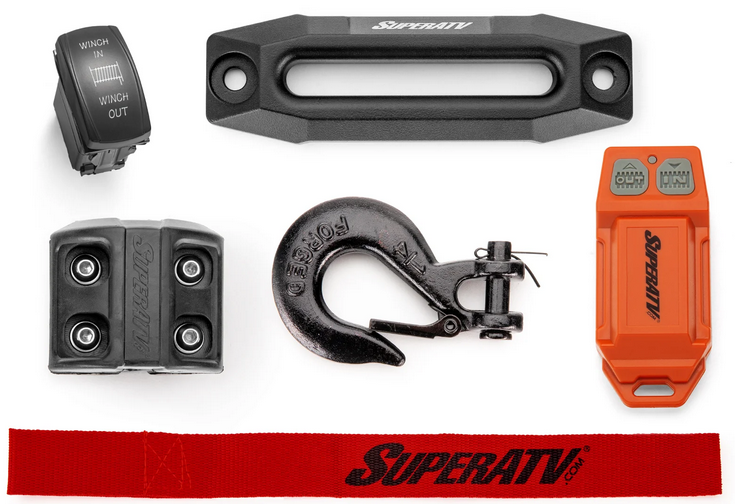 SuperATV 12v Winch 2 Ton 2,000kg, ATV/UTV, Synthetic Rope, 4 Bolt, Superatv Wn-4500