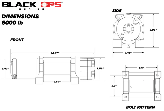 SuperATV 12v Winch 3 Ton 3,000kg, ATV/UTV, Synthetic Rope, 4 Bolt, Superatv Wn-6000