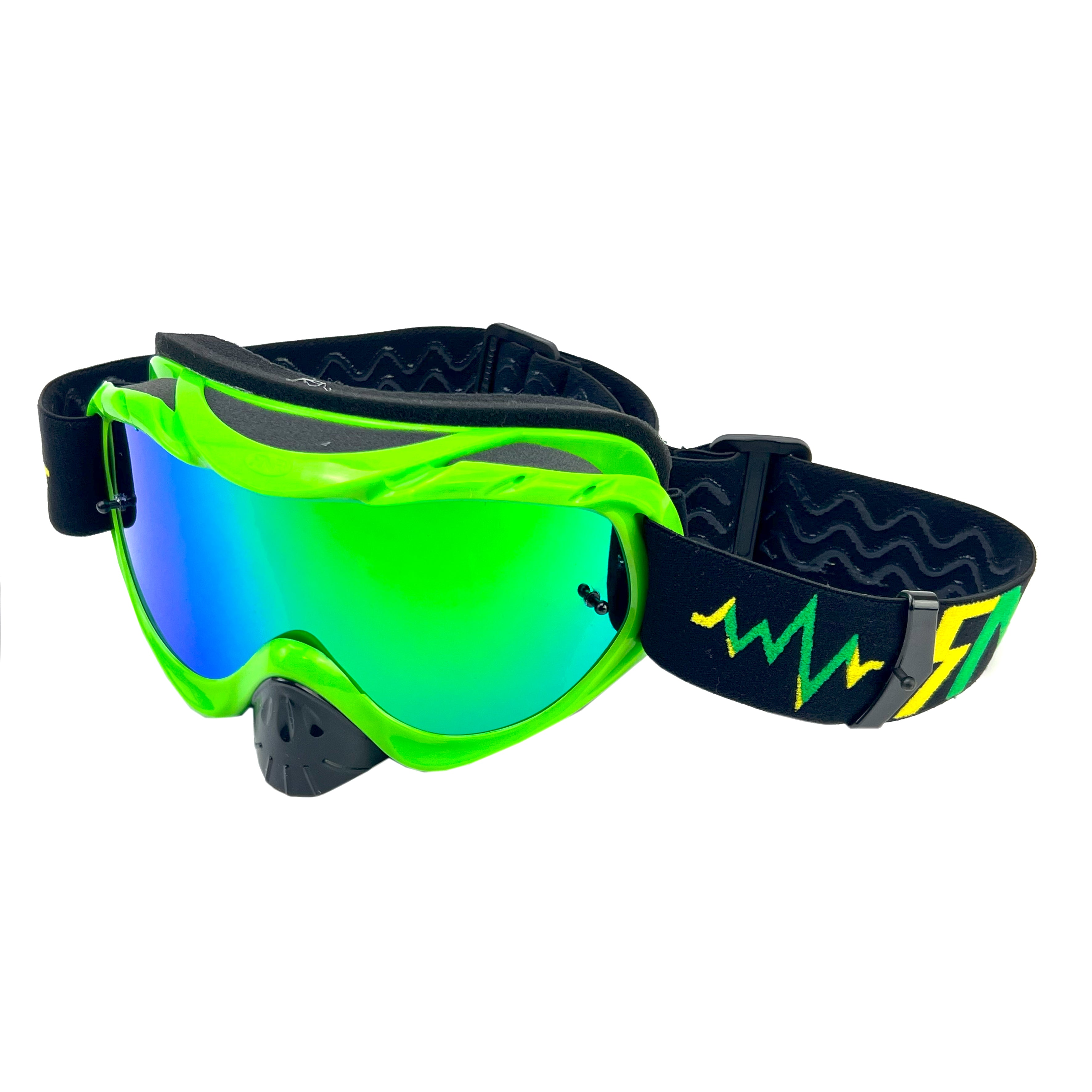 Rip-N-Roll Rnr Hybrid Lime Green Mirrored Lens, Lime Green Goggle, GH471M, Mirrored Lens