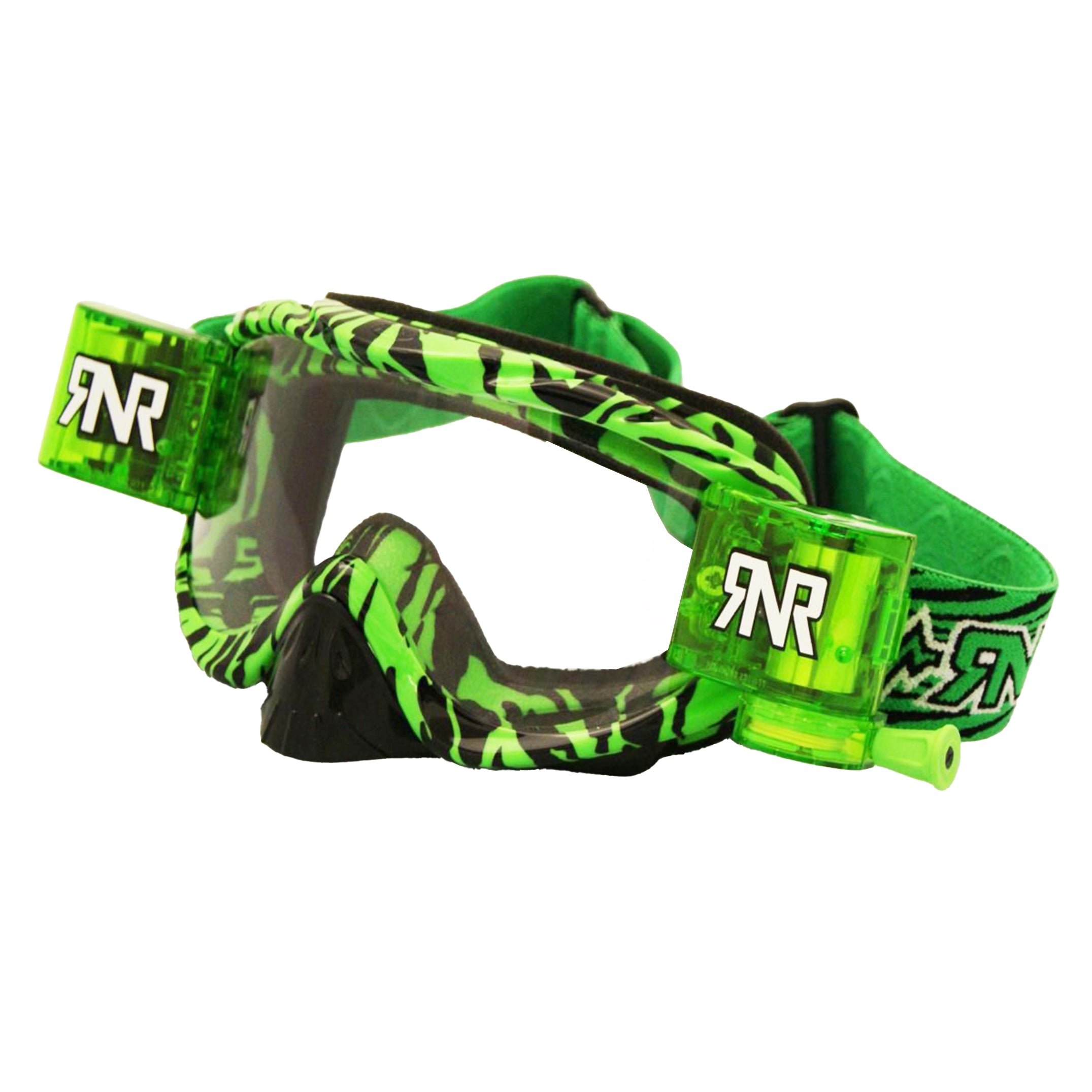 Rip-N-Roll Rnr Hybrid Wild Gn/bk Fully Loaded Roll Off, Wild Green & Black Goggle, GH367, Roll & Tear Off