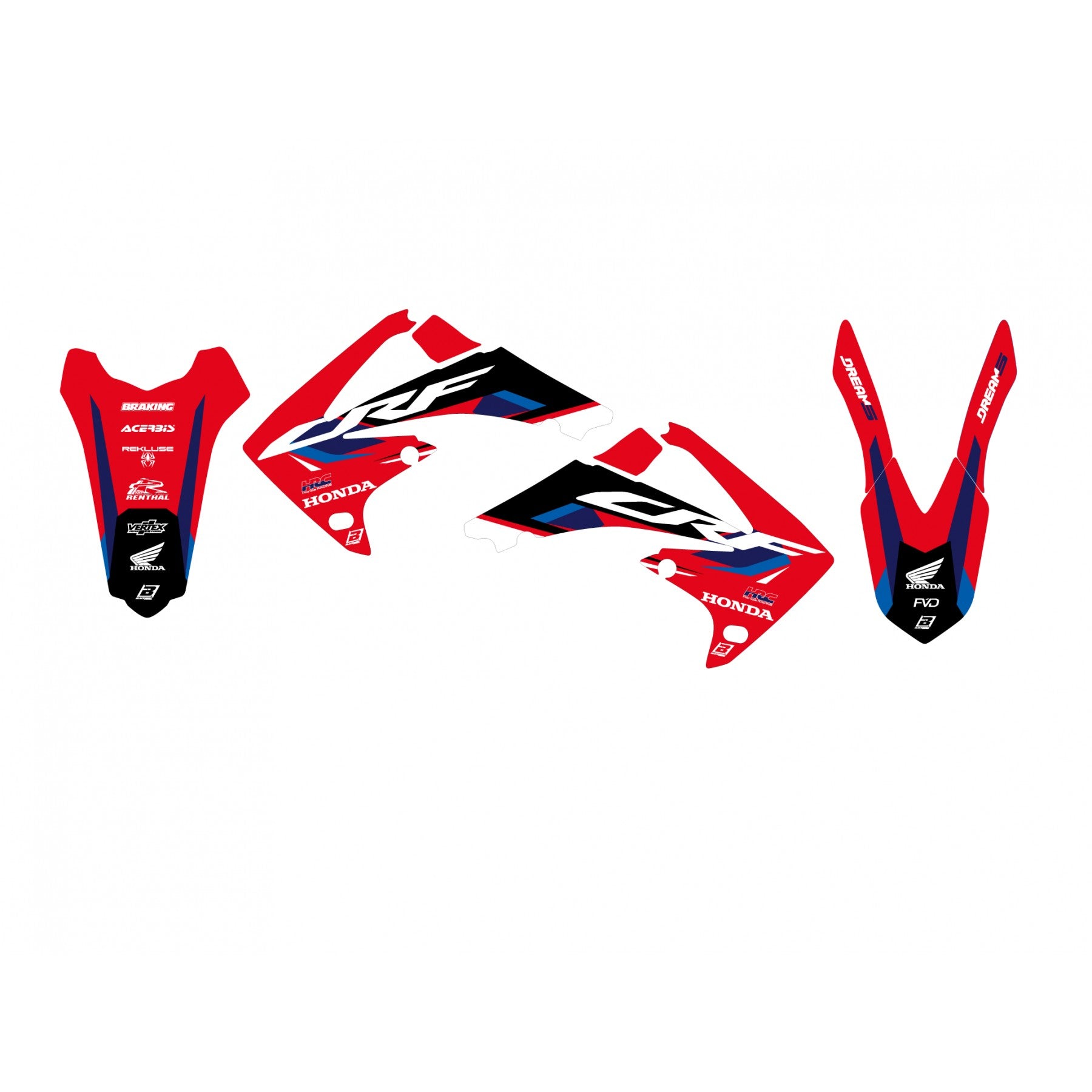 Blackbird Graphics CRF 250 10-13 CRF 450 09-12 Honda Dream 5 Graphics, Blackbird 2142AB
