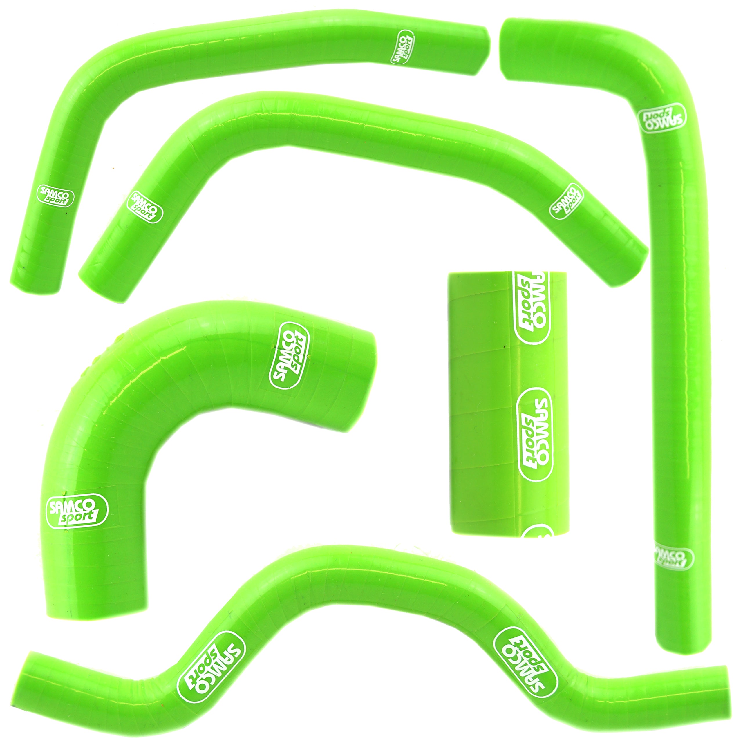 Samco Sport Coolant Hose 6 Piece Kit Green 09-16 Kawasaki 250 KX F Oem Design Samco Sport Kaw-58-gn