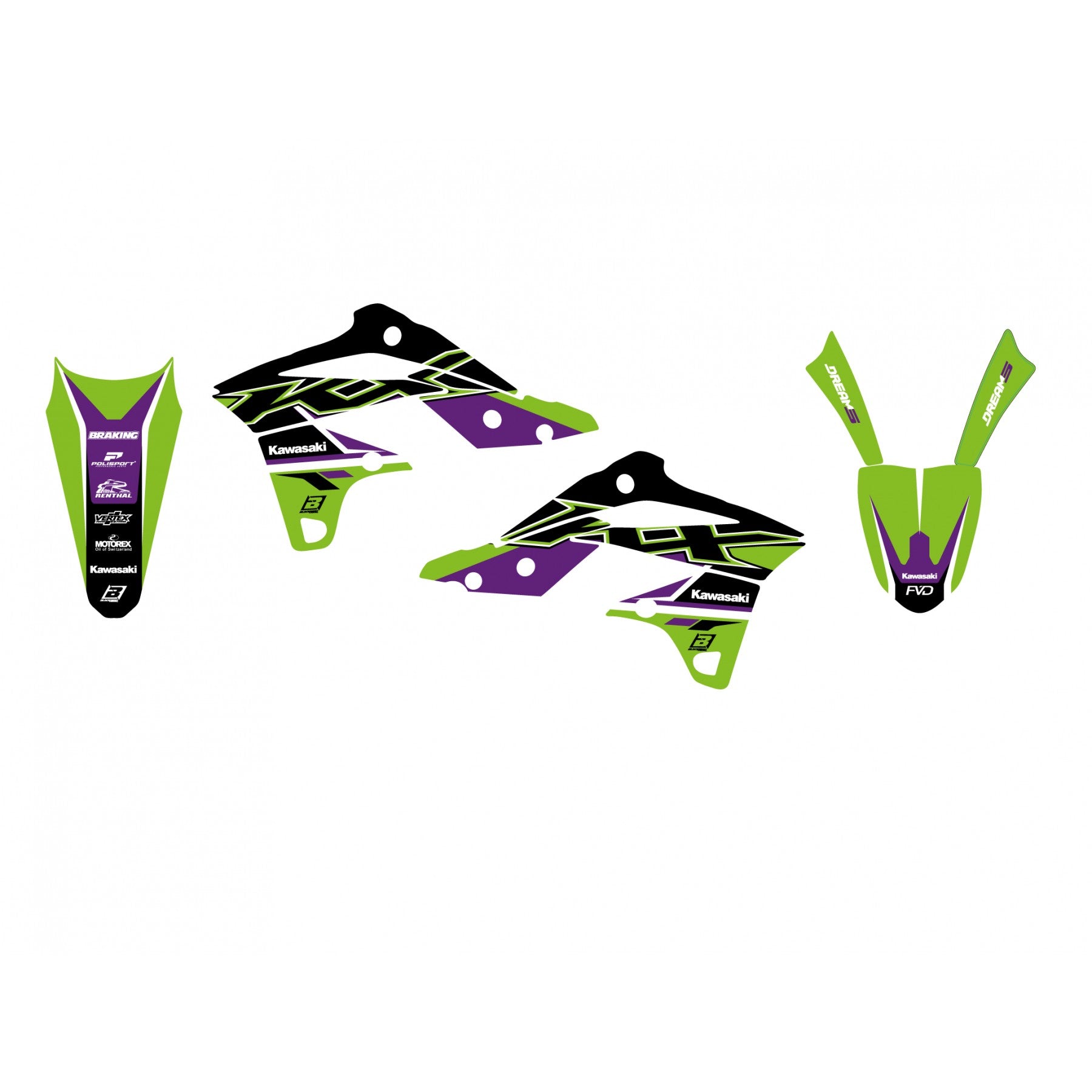 Blackbird Graphics 13-16 KX250F Dream 5 Graphics, Blackbird 2421AB
