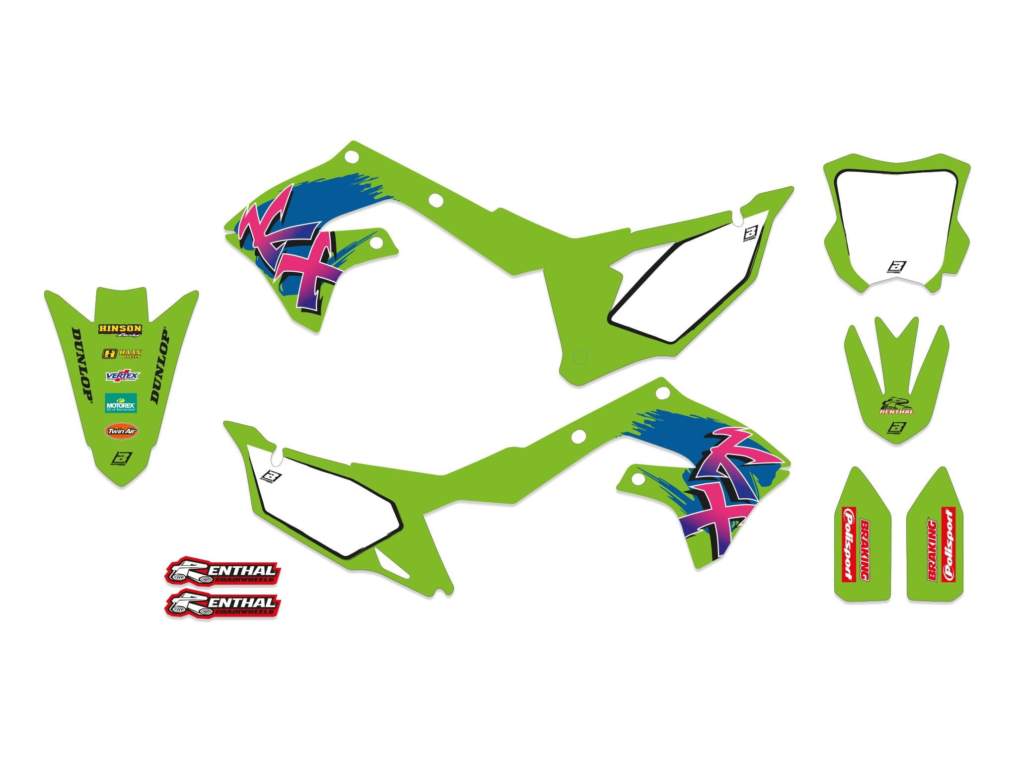 Blackbird Graphics 250 21-24, 450 19-23 KXF Dream 5 Retro Decals, Blackbird 2425AA