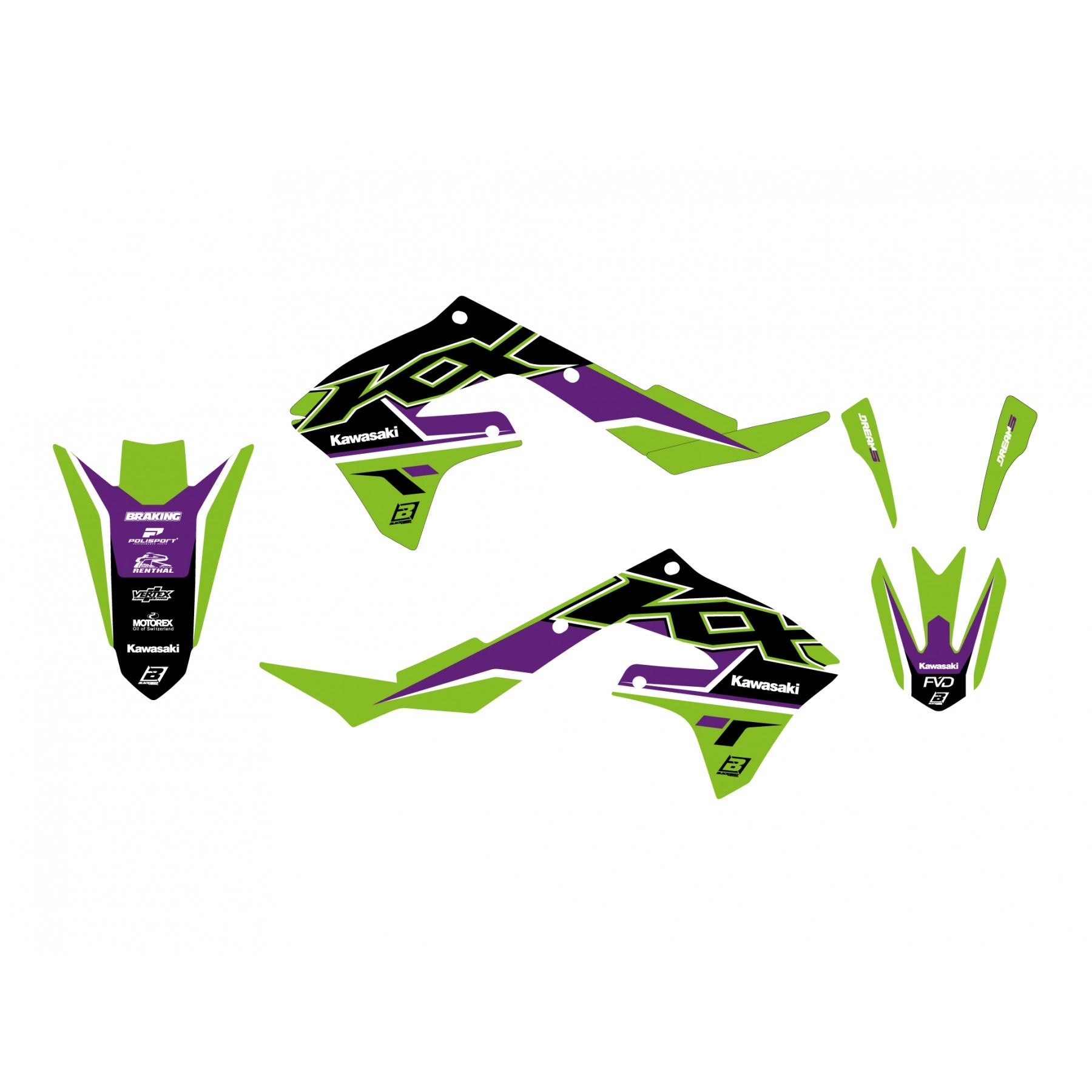 Blackbird Graphics Kxf 250/450 Dream 5, Blackbird Decal Kit, 2425AB