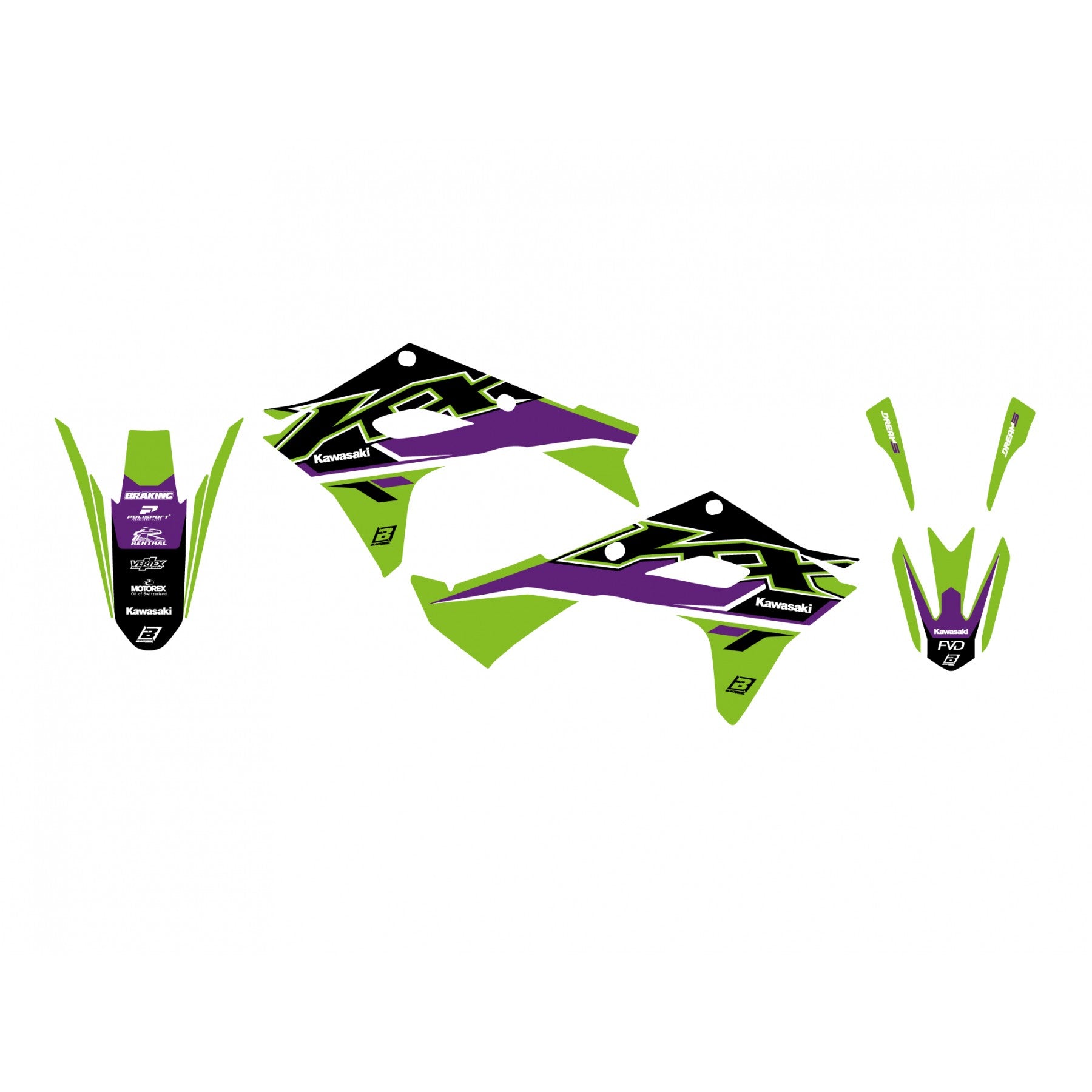 Blackbird Graphics 2025 Kxf 250 24-25 Kxf 450 Dream 5 Decals, Blackbird 2428AB