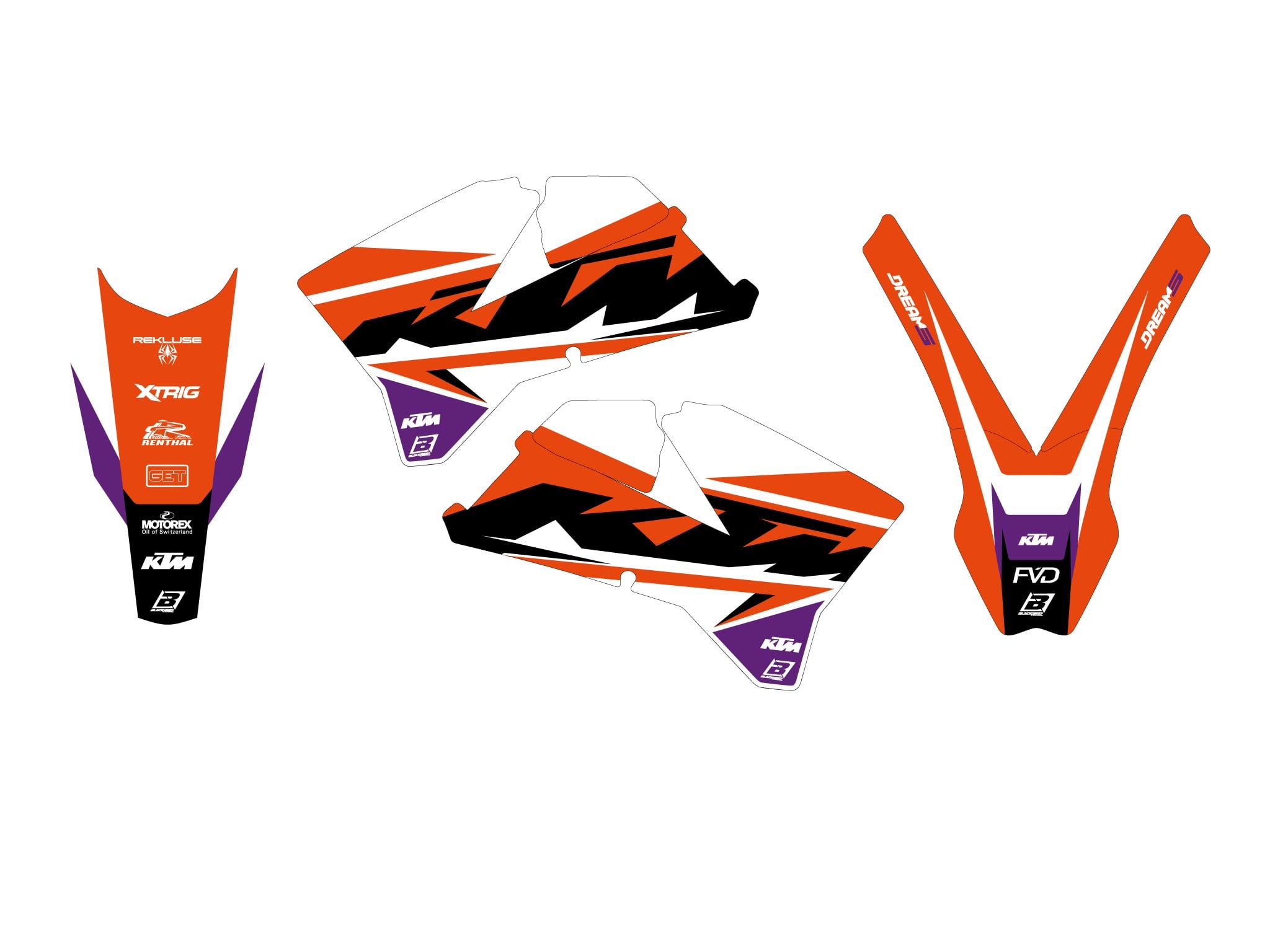 Blackbird Graphics 05-06 SX/SXF 05-07 EXC Ktm Dream 5 Decals, Blackbird 2526AB