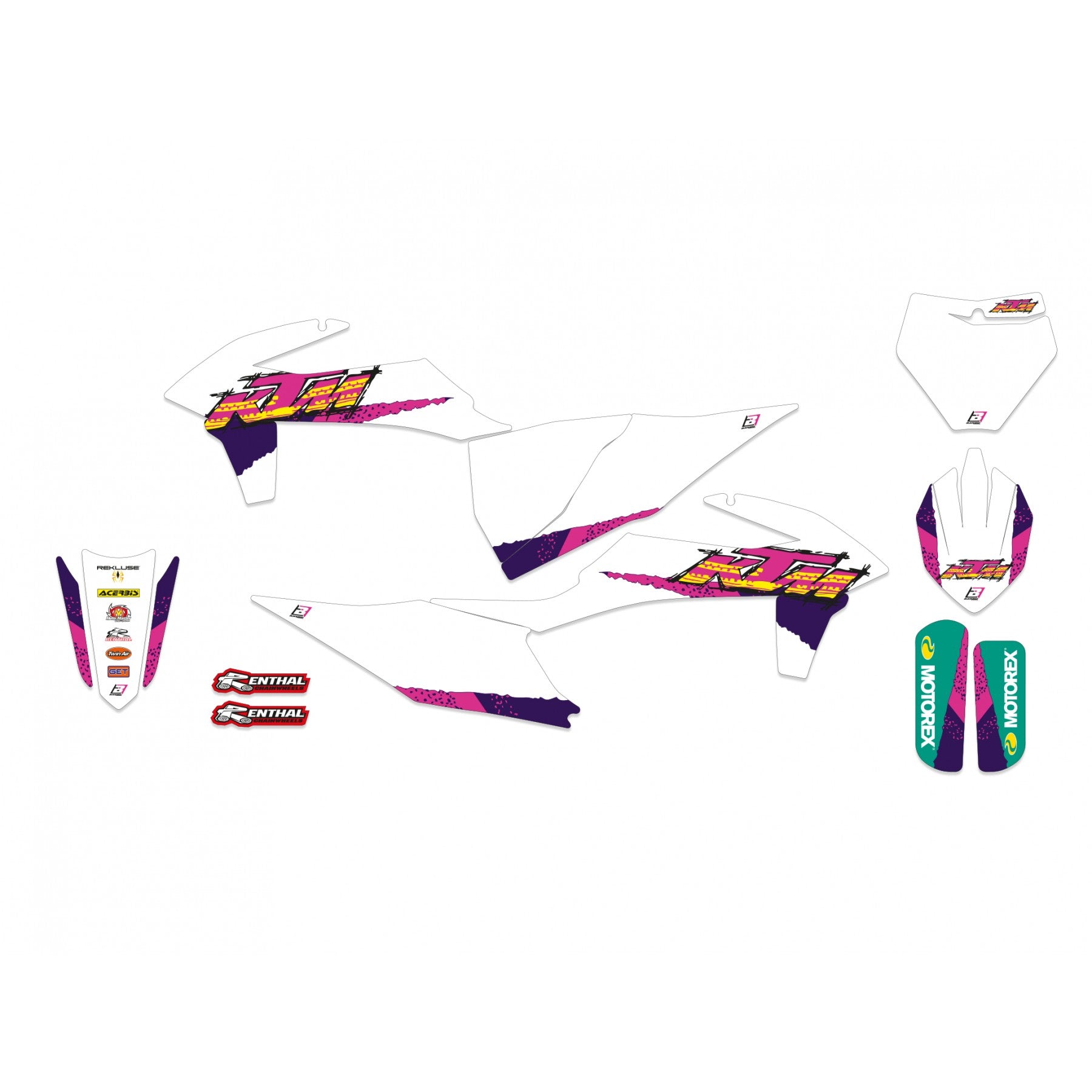Blackbird Graphics 19-22 Sx/sxf 20-23 EXC, KTM Retro Purple And Pink Blackbird Decal Kit, 2547AA