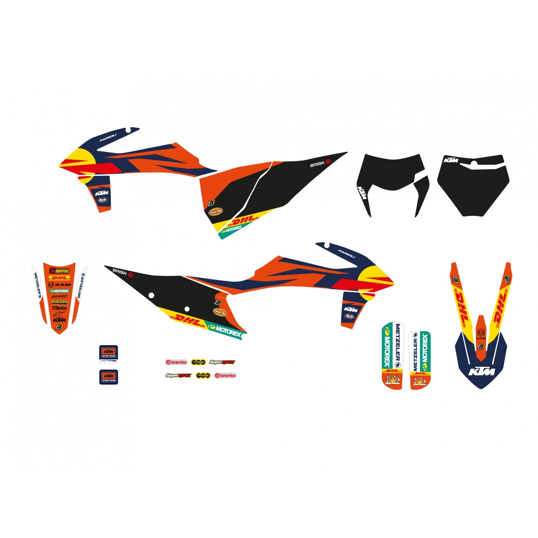 Blackbird Graphics 19-22 Sx/sxf 20-23 EXC, KTM Factory Blackbird Decal Kit, 2547R22