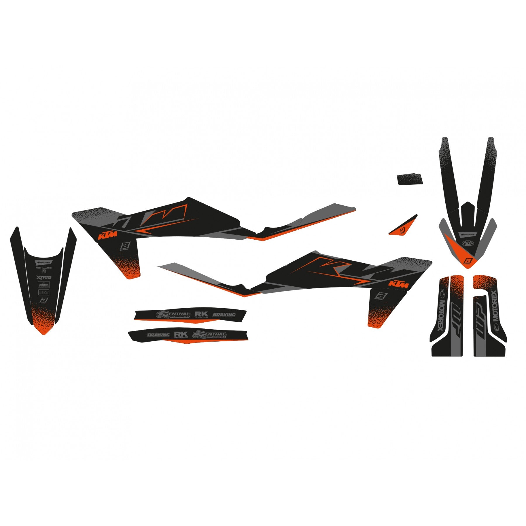 Blackbird Graphics 23-24 Sx/sxf 24-25 EXC, KTM Matt Black Blackbird Decal Kit, 2548Y