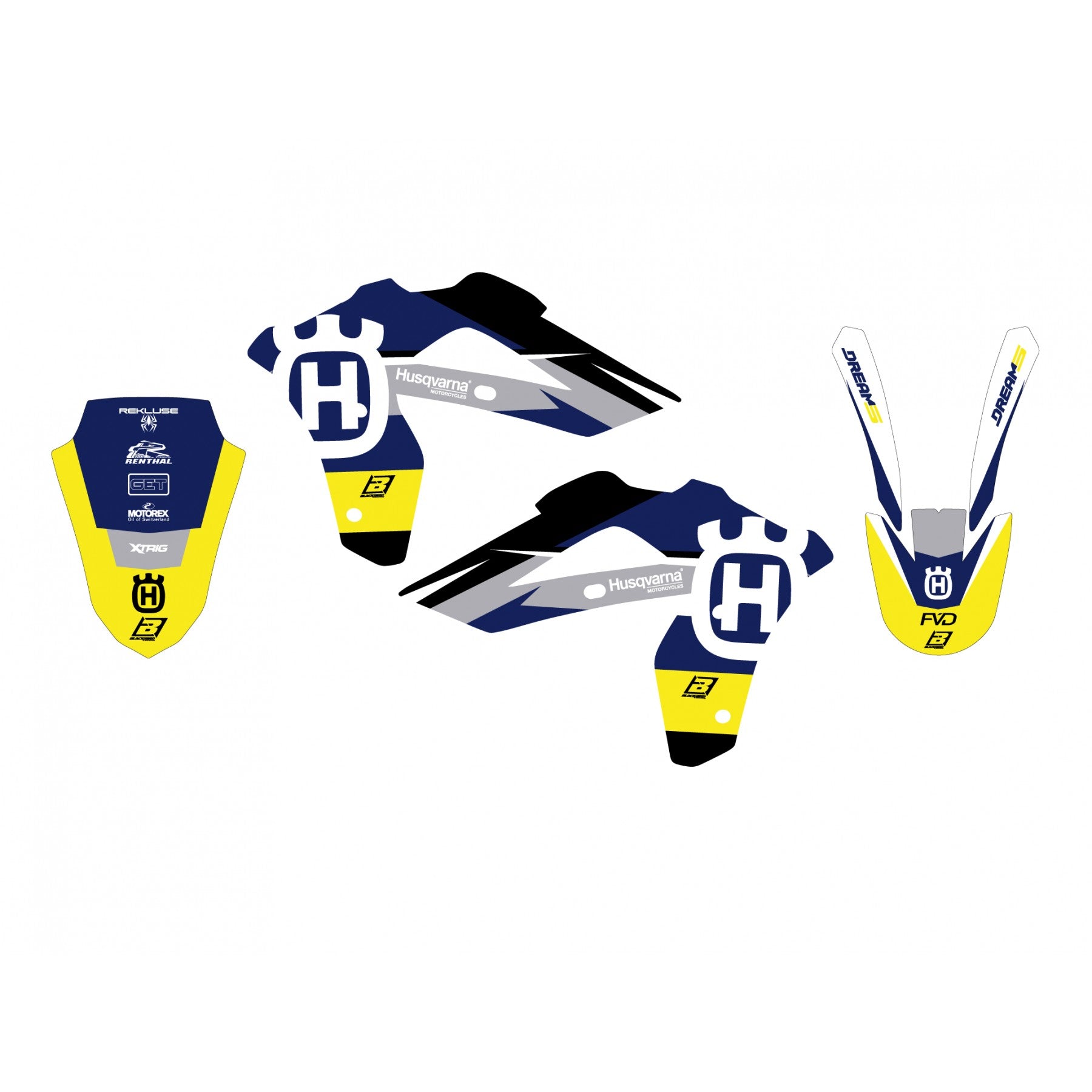 Blackbird Graphics 06-13 Husky 2STK DREAM5 Yellow, Blackbird Decal Kit 2609ab/02, Husqvarna CR / WR
