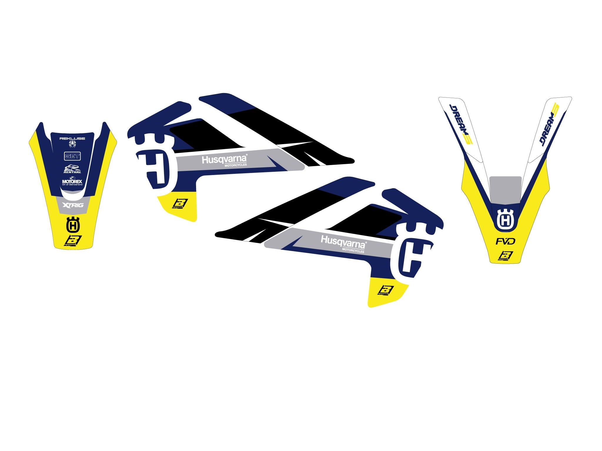 Blackbird Graphics Husqvarna Tc 85 18-24 Dream 5, Blackbird Decal Kit, 2614AB