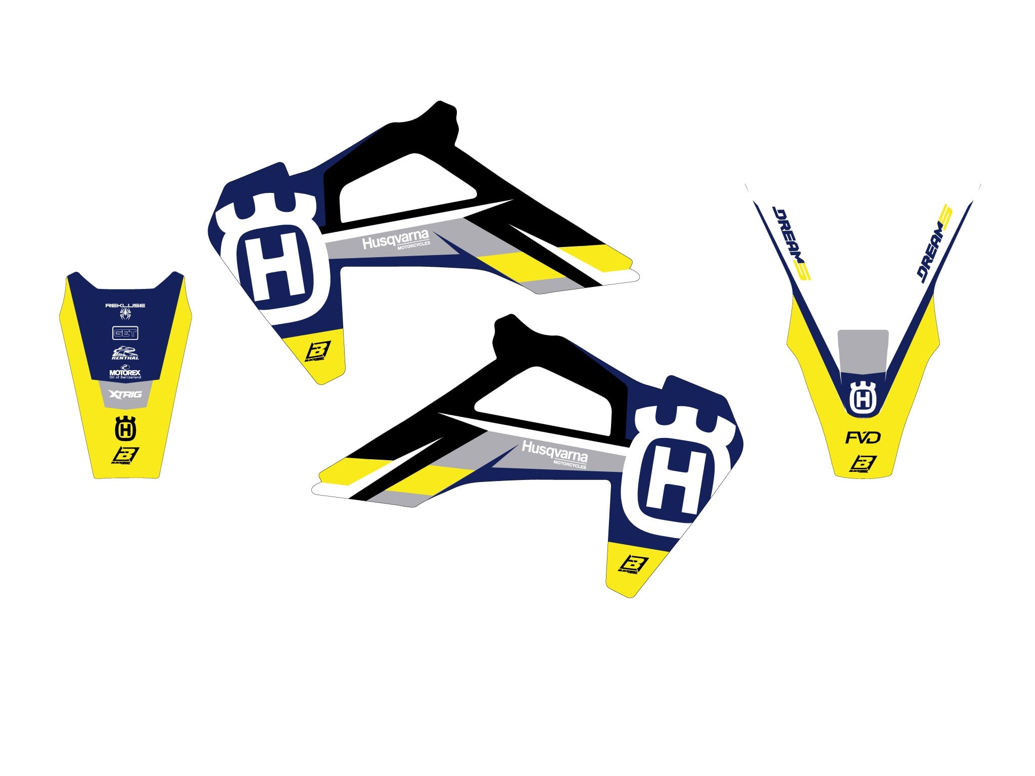 Blackbird Graphics 19-22 TC/FC 20-23 TE/FE Husqvarna Dream 5 Decals, Blackbird 2615AB