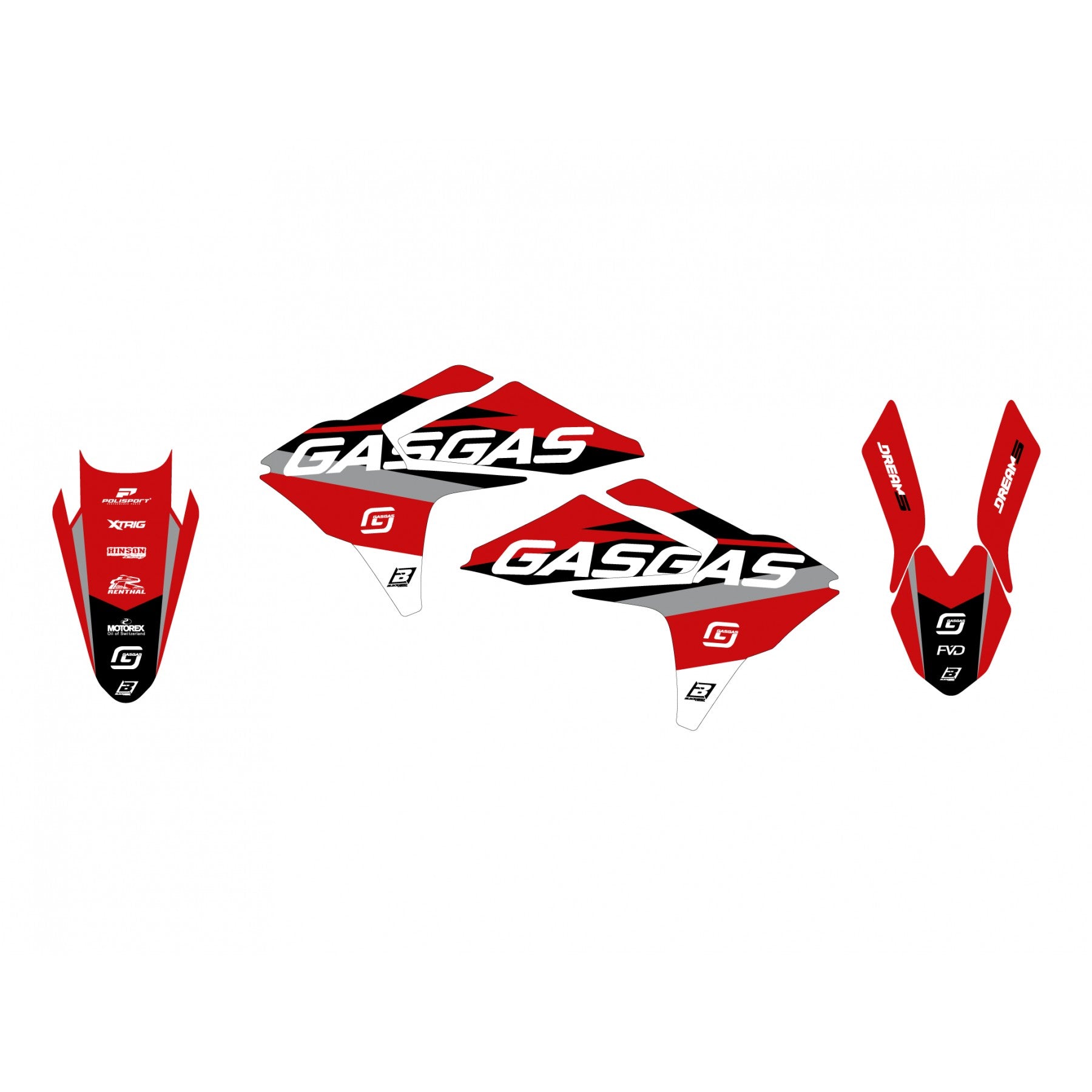 Blackbird Graphics 2024-2025 Mc/ec Gasgas Dream 5 Decals, Blackbird 2909AB