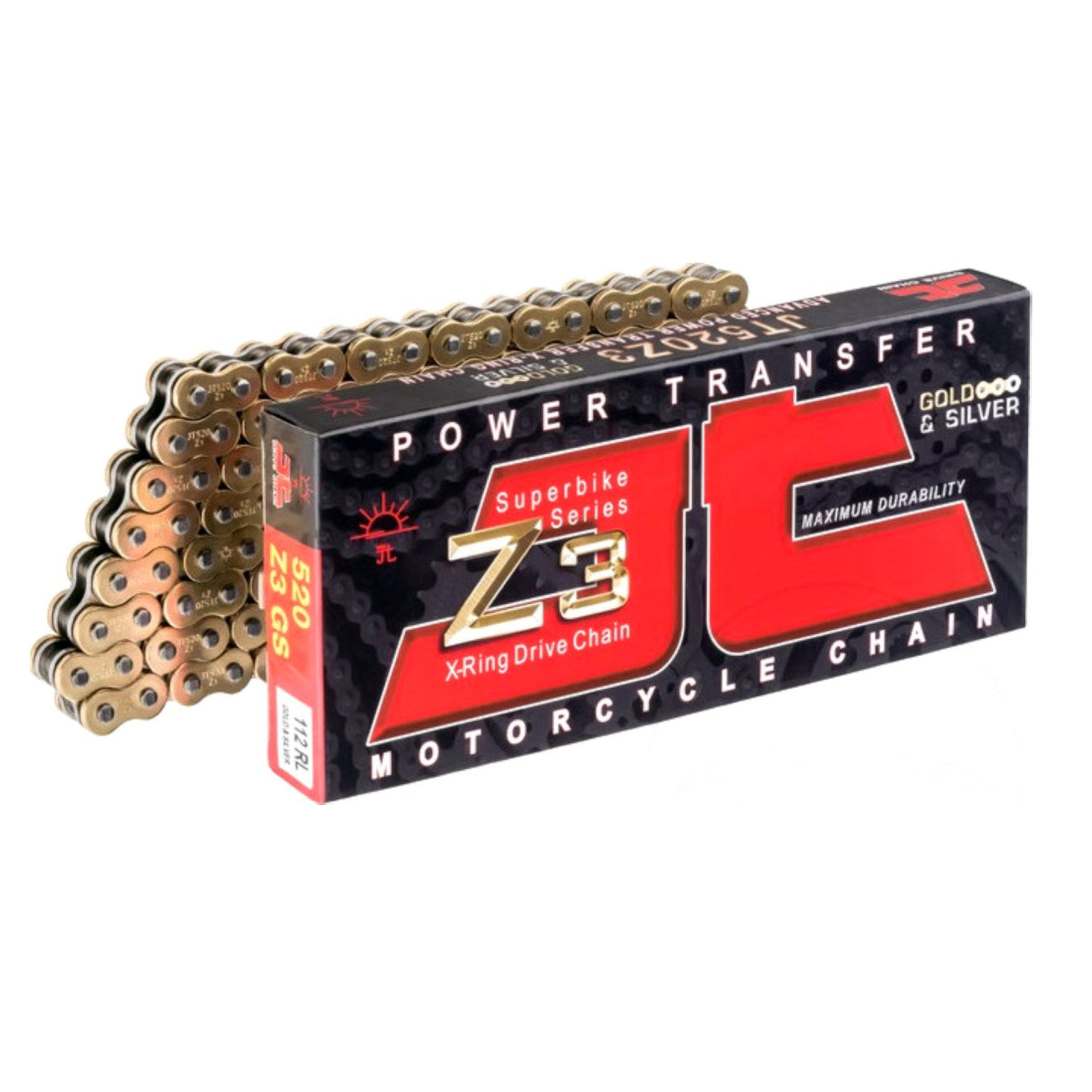 JT Drive Chain Super Heavy Duty X-ring 520z3 110l Gold-silver Jtc520z3gs110sl