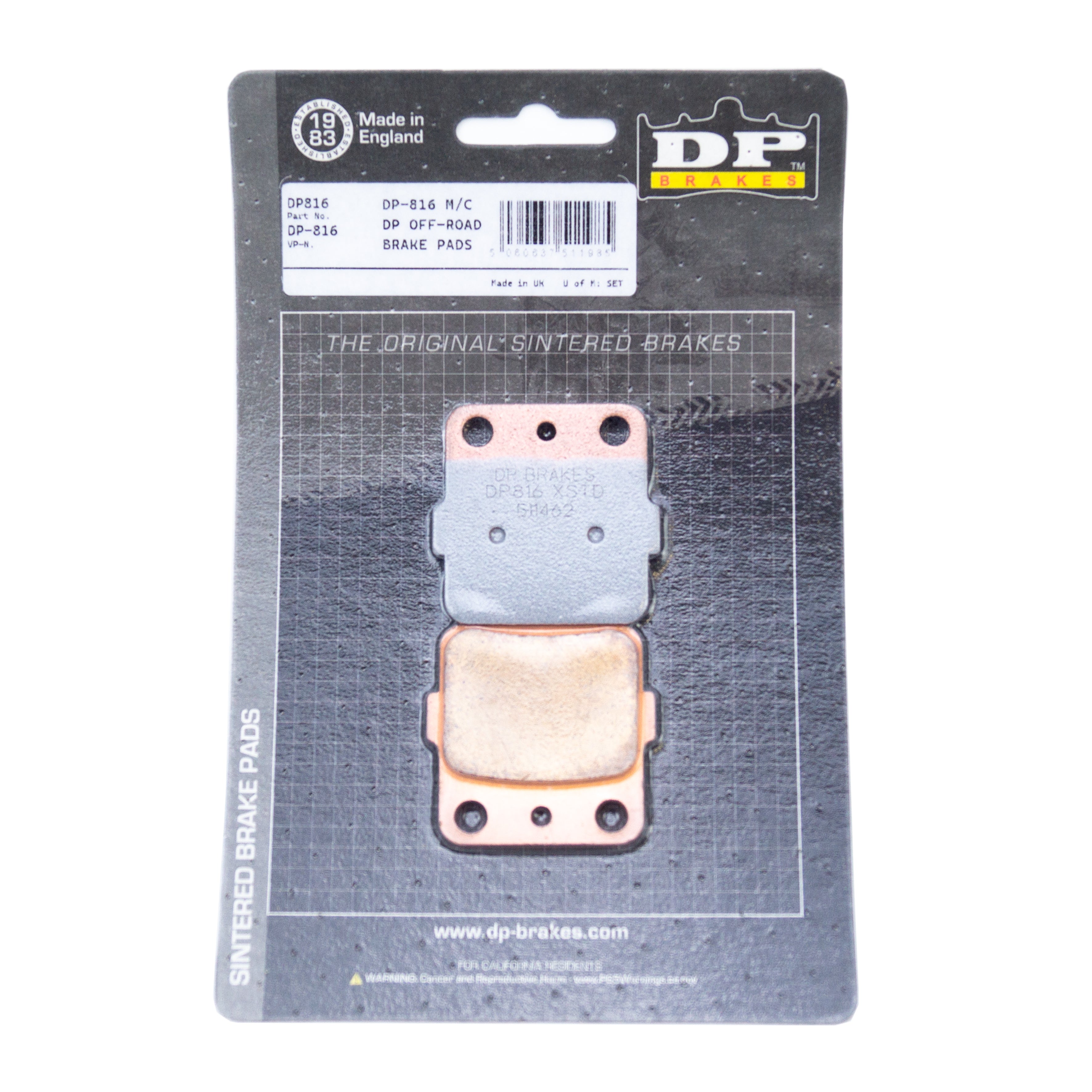 DP Brakes Brake Pads Sintered Dp Brakes, DP816 Premium 41-816.h.dp, 39-084/3