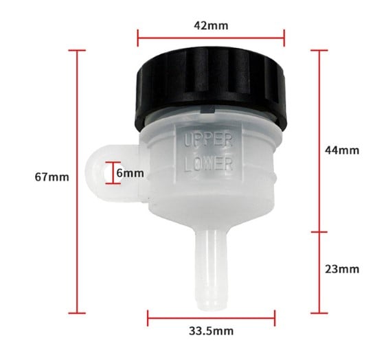 FIR Rear Brake Fluid Round Reservoir with Bottom Outlet