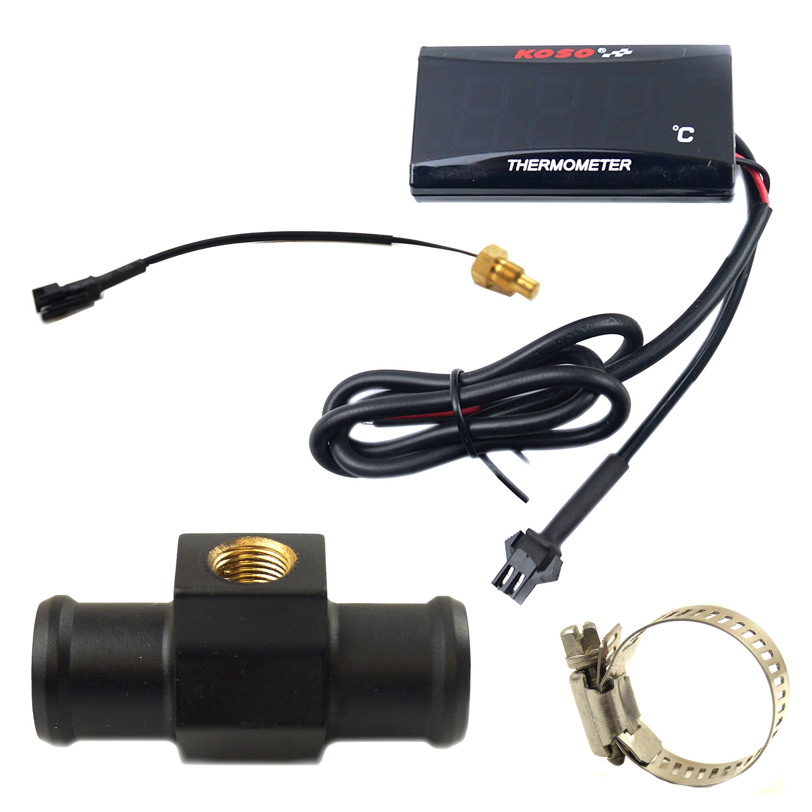 Dirt Racing Led Digital Water Temperature Gauge 18mm Hose Connector Universal