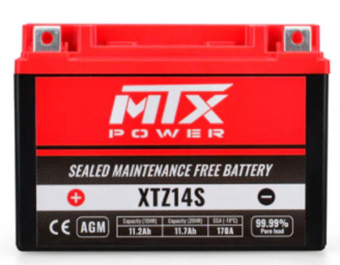 MTX Parts Battery Maintenance Free 12v Mtx XTZ14S, Ms Ltz1 4-s GTZ14S, YTZ14S, BTZ14S, BTZ12S