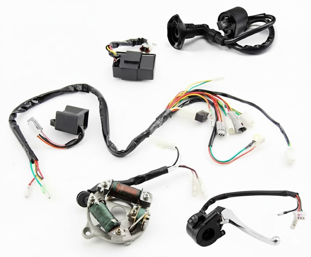 Dirt Racing 6 Pcs Full Wiring Loom Harness Kit 1981-2016 Yamaha PW50 Cdi Stator Ignition Coil Kill Switch