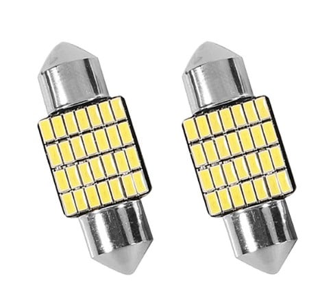 FIR (pack of 2) 12 White Led Bulb 12v 36mm Cob Dome Festoon C5w Dc 6411 6413 6418