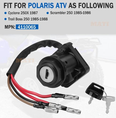 Dirt Racing Ignition Key Switch 1985-1988 Polaris Trail Boss 250 Scrambler Cyclone 4110065